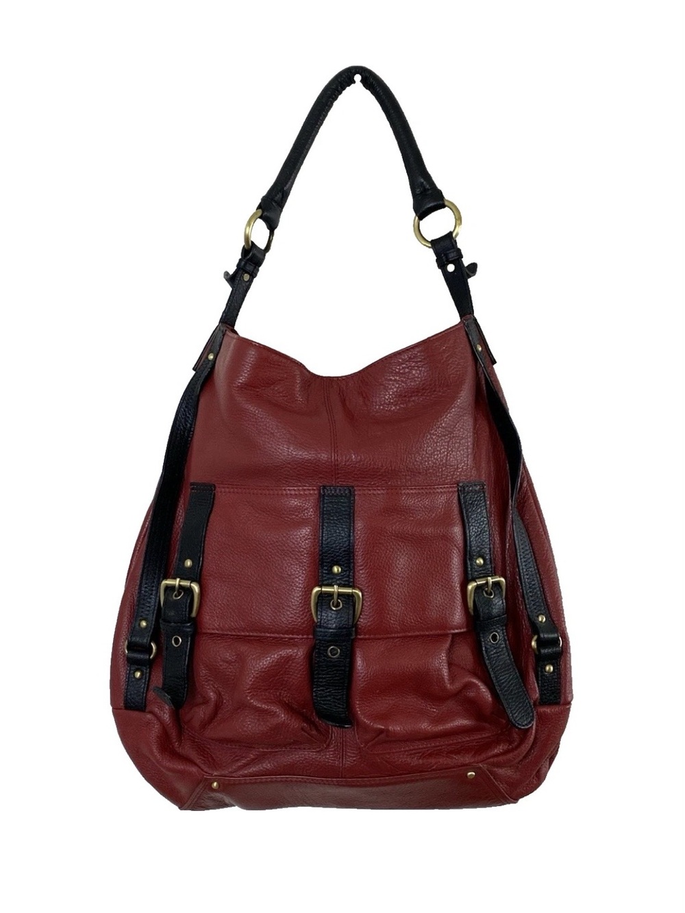 Vintage Y2K Sofia Visconti Dark Red Leather Slouchy Shoulder Bag